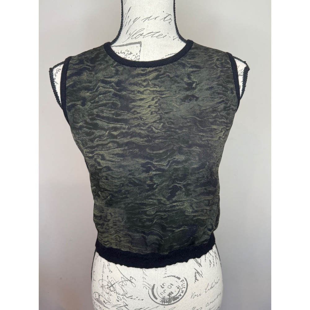 Giambattista Valli Sleeveless knit crop top sweater vest black green Sz XXS